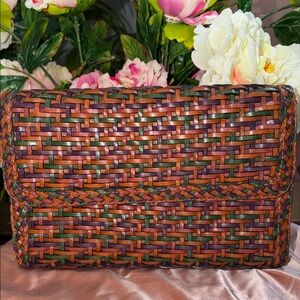 Vibrant LJS VINTAGE Woven Multicolor Clutch